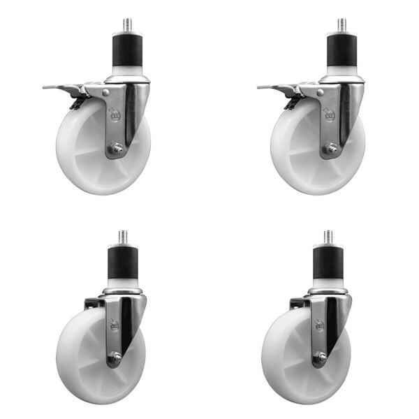 Service Caster 5'' Nylon Swivel 1-7/8'' Expanding Stem Caster Set 2 Total Lock Brakes, 4PK SCC-EXTTL20S514-NYS-2-S-2-178 - main